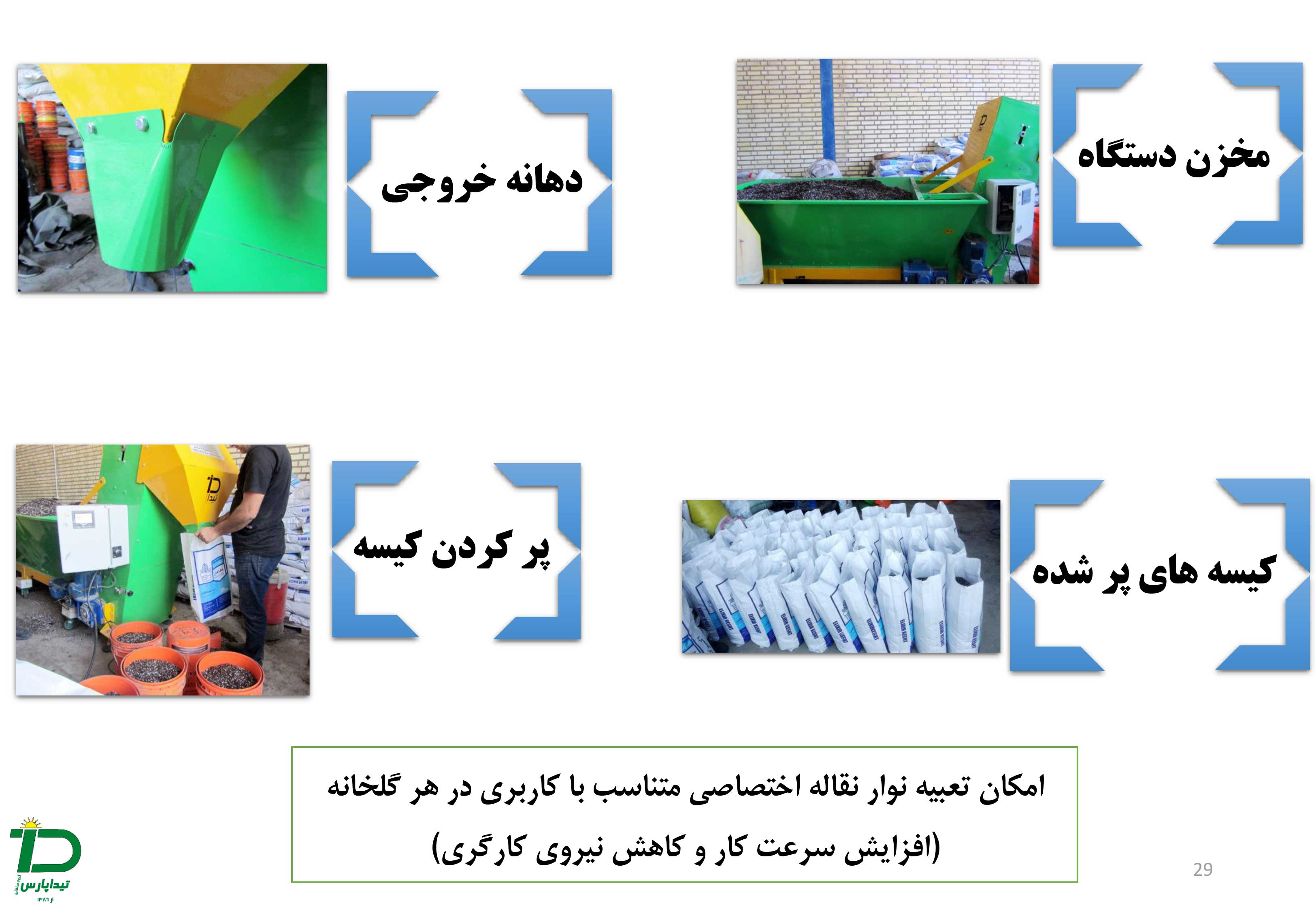 امکان تعبیه نوار نقاله اختصاصی متناسب با کاربری در هر گلخانه